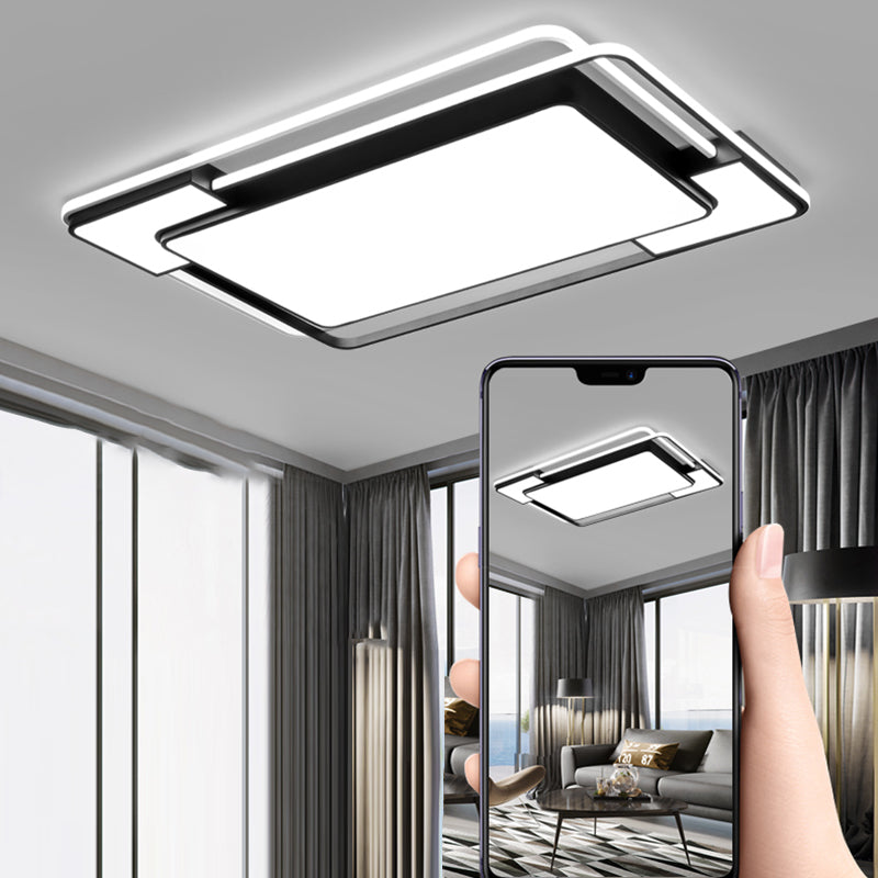 Black & White Modern Style Ceiling Light Geometry Design Flush Mount Light for Bedroom