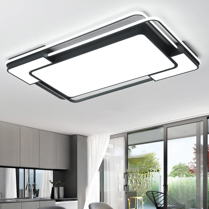 Black & White Modern Style Ceiling Light Geometry Design Flush Mount Light for Bedroom