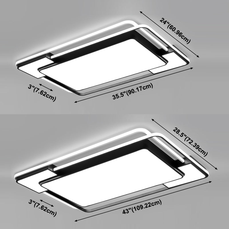 Black & White Modern Style Ceiling Light Geometry Design Flush Mount Light for Bedroom