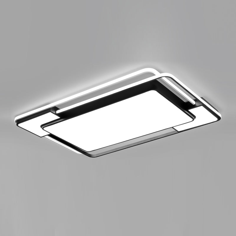 Black & White Modern Style Ceiling Light Geometry Design Flush Mount Light for Bedroom