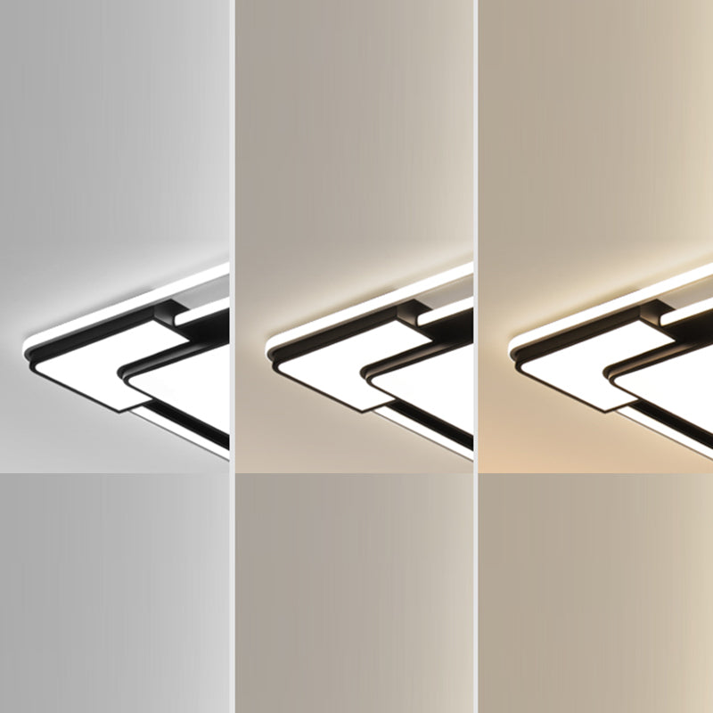 Black & White Modern Style Ceiling Light Geometry Design Flush Mount Light for Bedroom