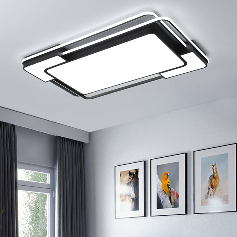 Black & White Modern Style Ceiling Light Geometry Design Flush Mount Light for Bedroom