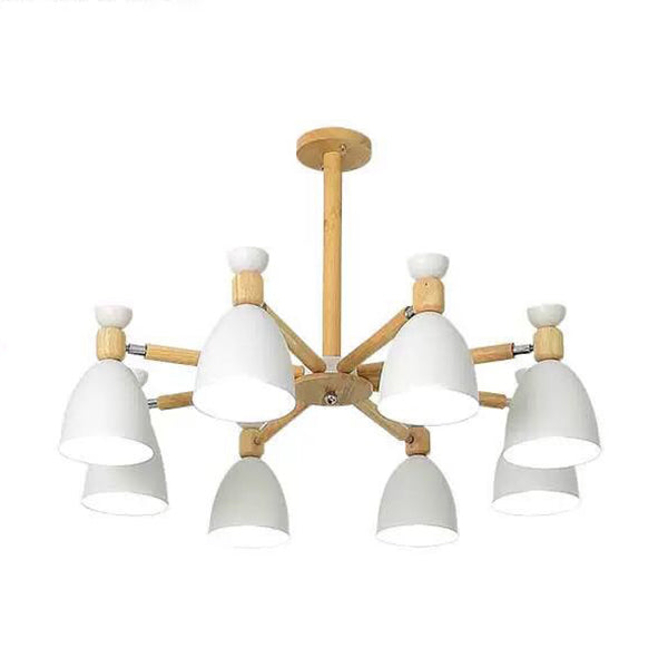 Woonkamer kroonluchter macaron houten hanglamp lichter met Bell Metal Shade