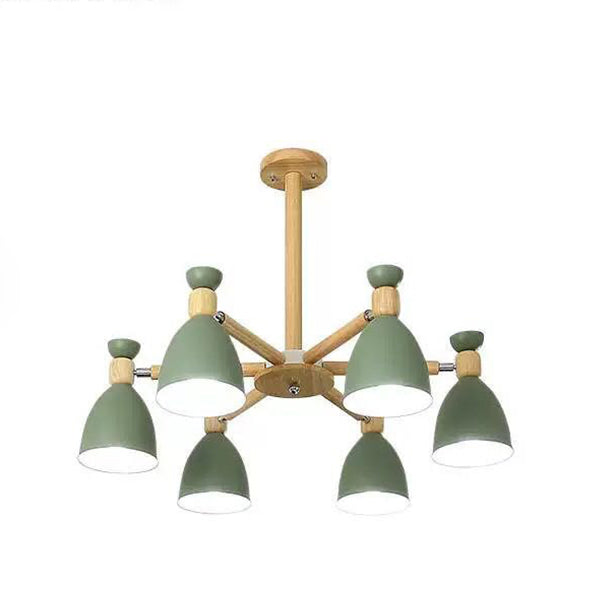 Woonkamer kroonluchter macaron houten hanglamp lichter met Bell Metal Shade