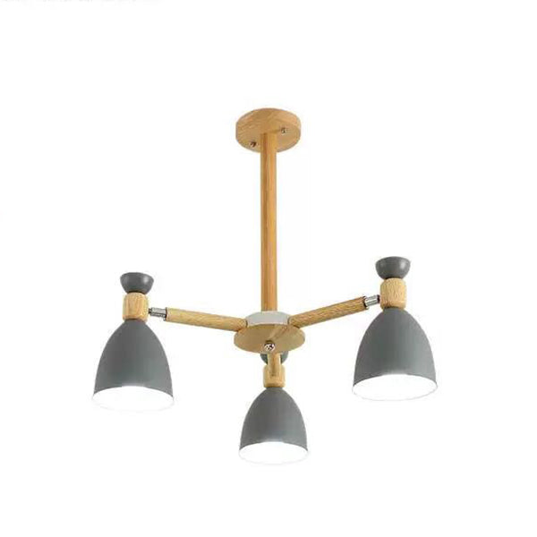 Woonkamer kroonluchter macaron houten hanglamp lichter met Bell Metal Shade