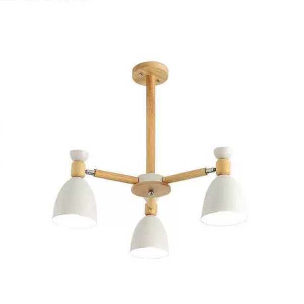 Woonkamer kroonluchter macaron houten hanglamp lichter met Bell Metal Shade