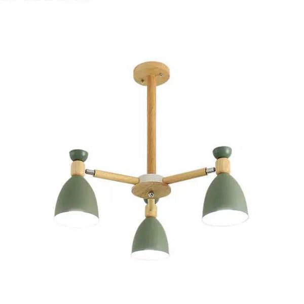 Woonkamer kroonluchter macaron houten hanglamp lichter met Bell Metal Shade