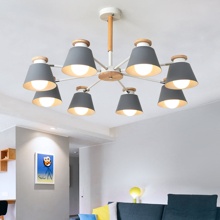 Accesorios de iluminación de lámparas de madera modernos Luz de suspensión de beige múltiple para sala de estar