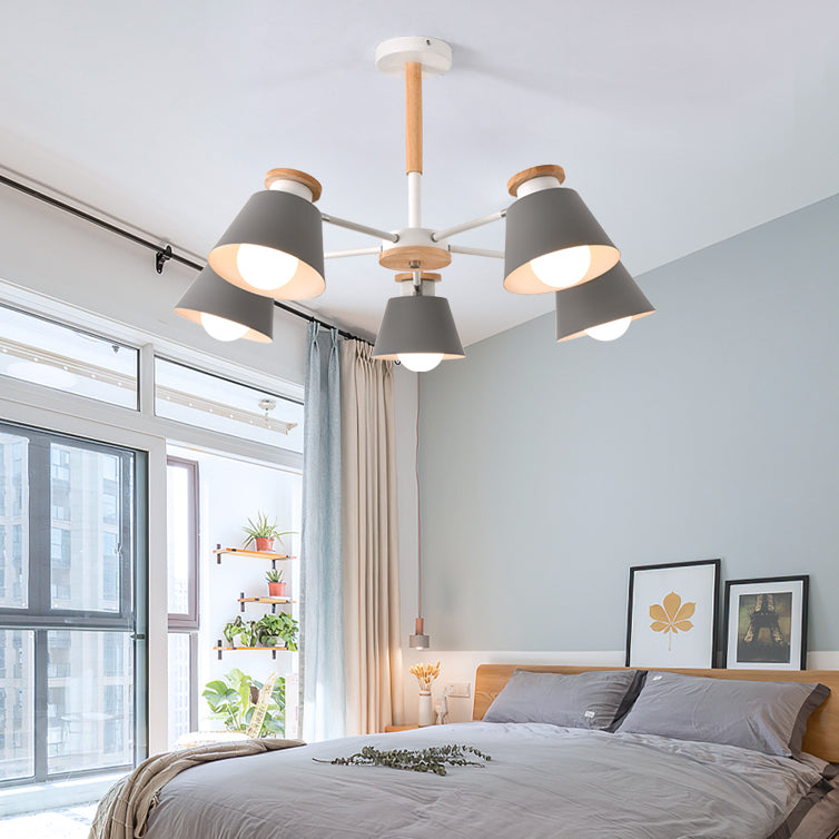 Accesorios de iluminación de lámparas de madera modernos Luz de suspensión de beige múltiple para sala de estar