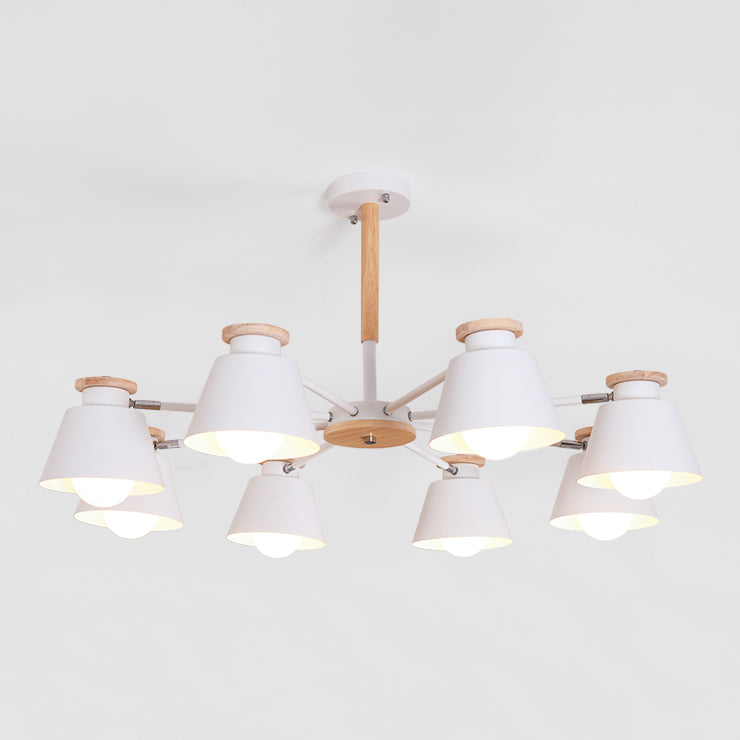 Moderne houten kroonluchter verlichtingsarmaturen Multi-head Beige Suspension Light voor woonkamer