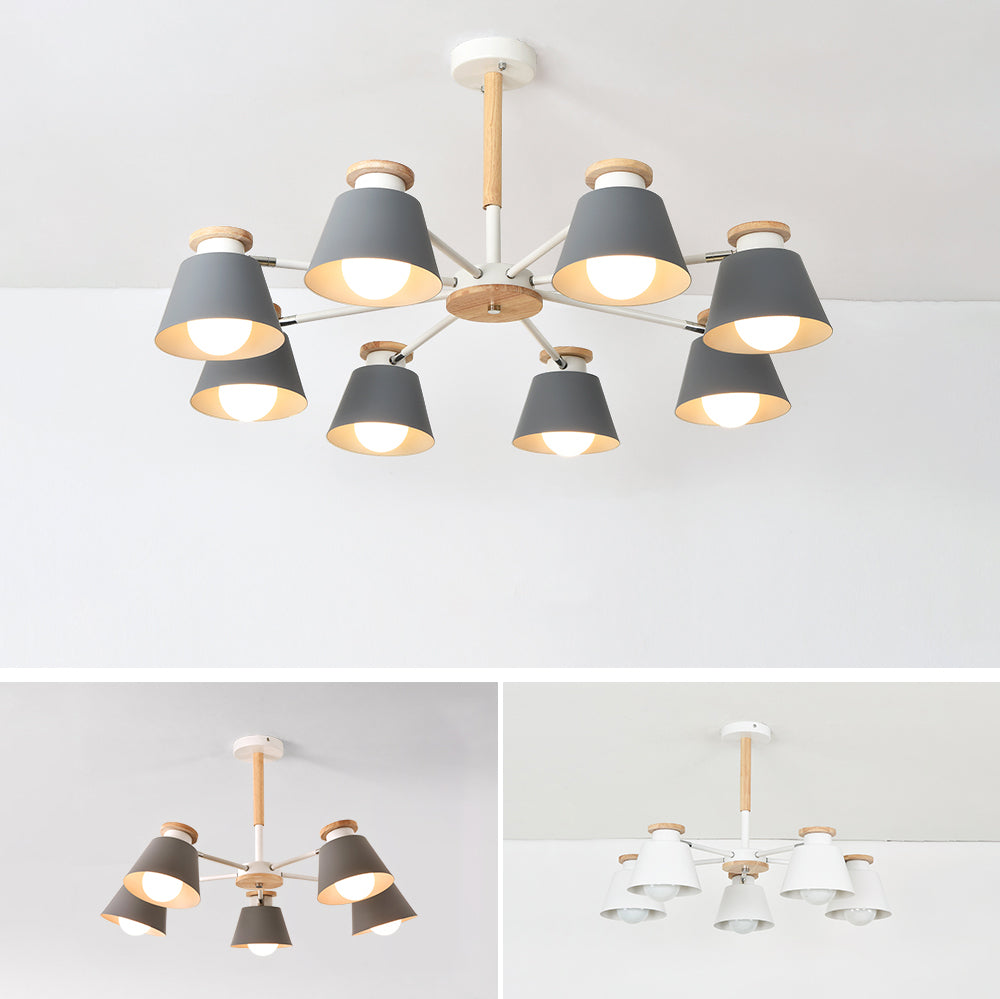 Accesorios de iluminación de lámparas de madera modernos Luz de suspensión de beige múltiple para sala de estar