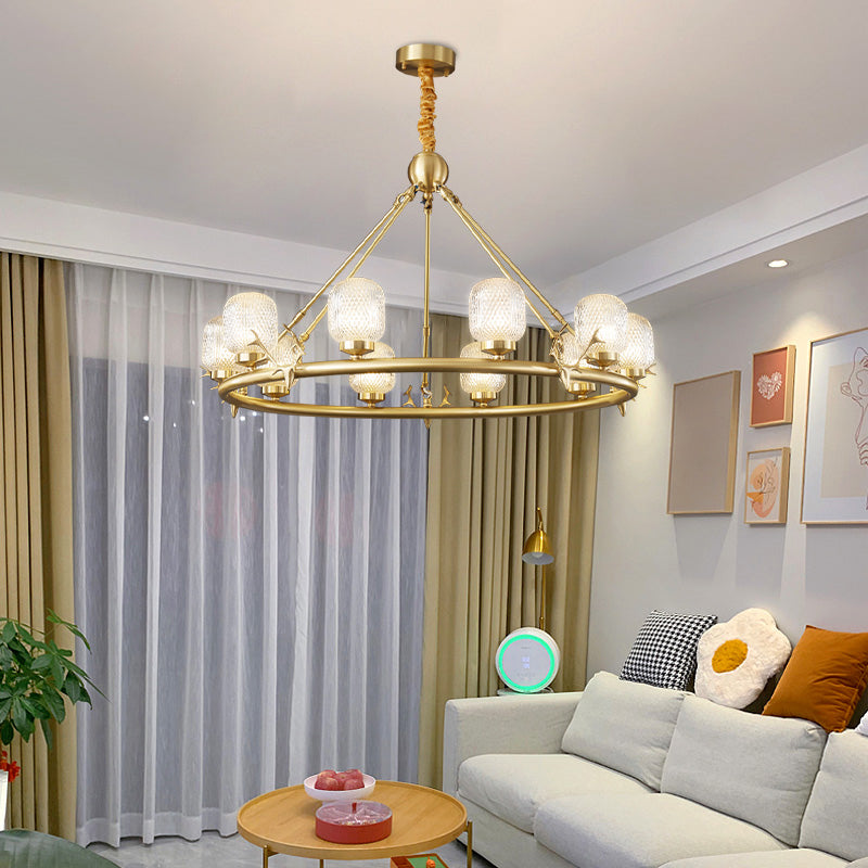Wagenrad-Kronleuchter-Beleuchtung moderne Multi-Head-Suspensionslicht mit klarem Glasschatten