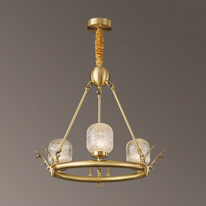 Wagenrad-Kronleuchter-Beleuchtung moderne Multi-Head-Suspensionslicht mit klarem Glasschatten