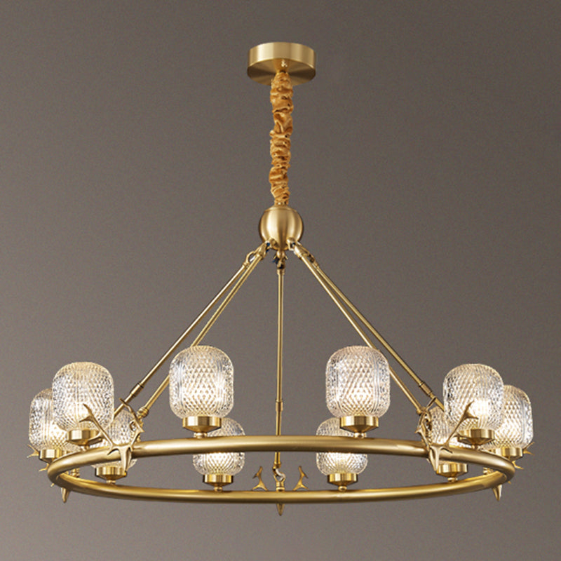 Wagenrad-Kronleuchter-Beleuchtung moderne Multi-Head-Suspensionslicht mit klarem Glasschatten