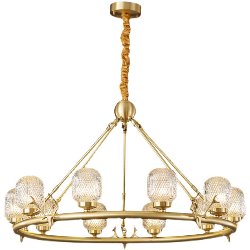 Wagenrad-Kronleuchter-Beleuchtung moderne Multi-Head-Suspensionslicht mit klarem Glasschatten