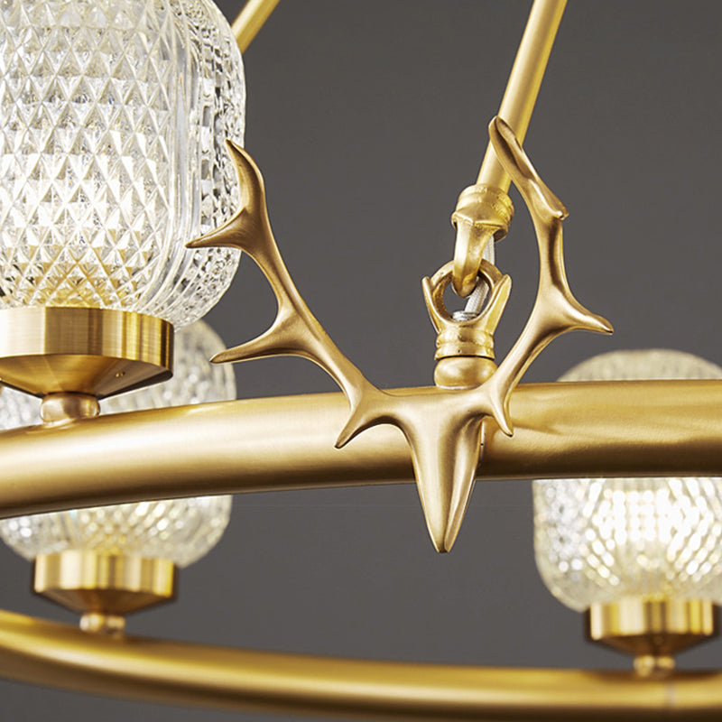 Wagenrad-Kronleuchter-Beleuchtung moderne Multi-Head-Suspensionslicht mit klarem Glasschatten