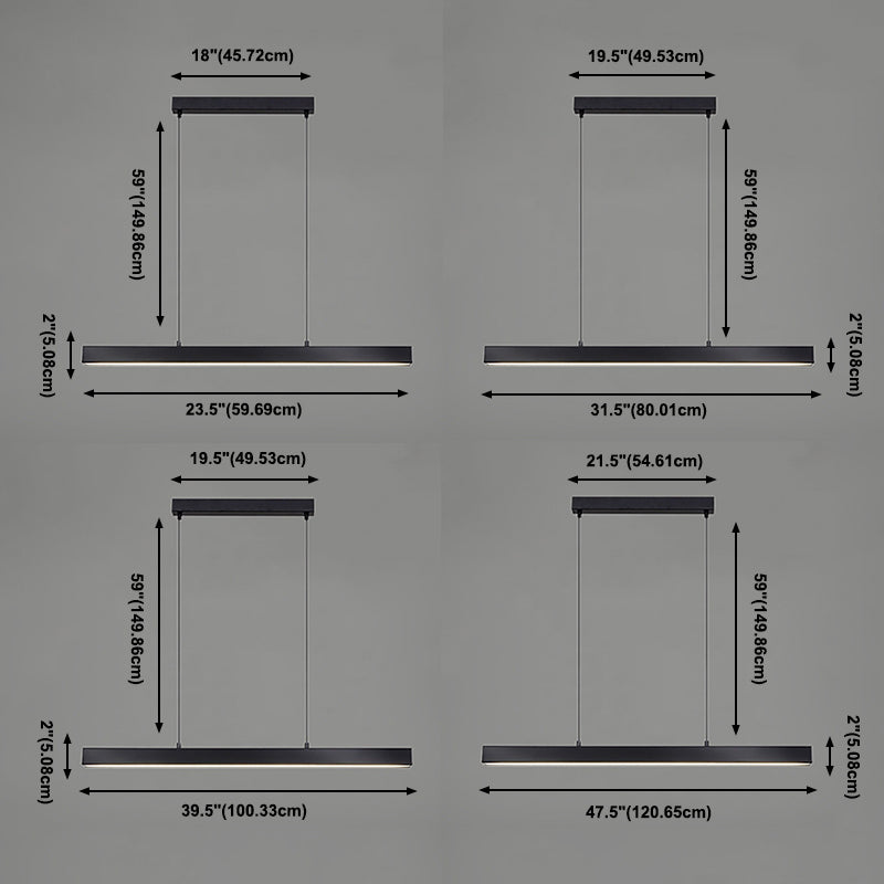 LED Simple Hanging Light Modern Rectangle Pendant Lamp Fixture for Dining Room