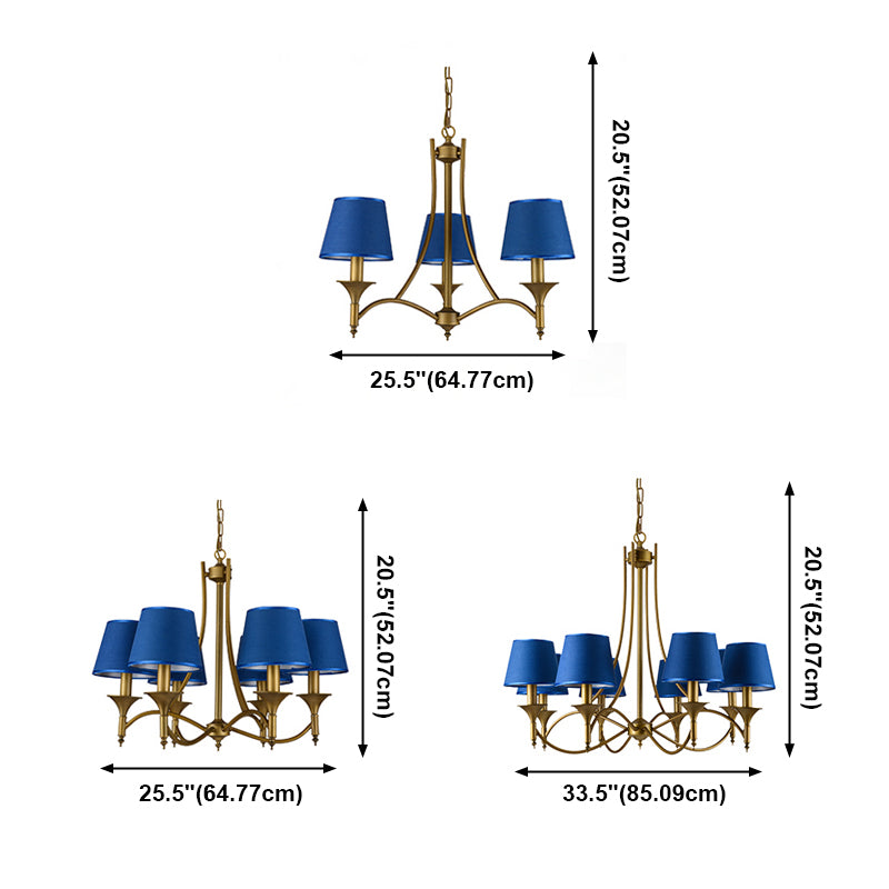 Multi-Head Chandelier Lighting Fixtures Traditional Chandelier Pendant Light with Fabric Shade
