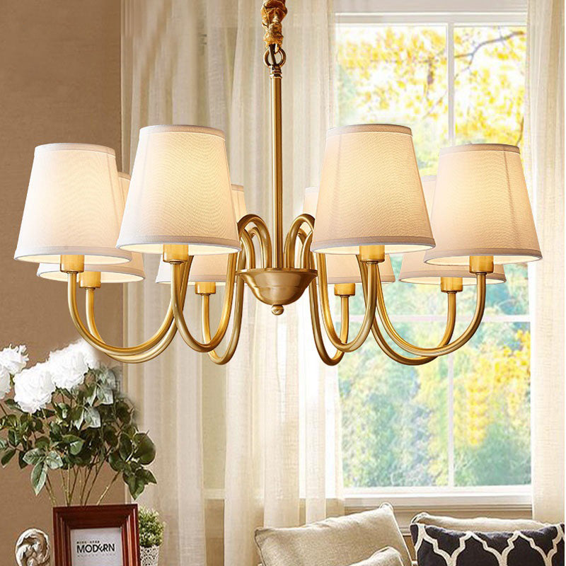 Multi-Head Chandelier Lighting Fixtures American Style Chandelier Pendant Light with Fabric Shade