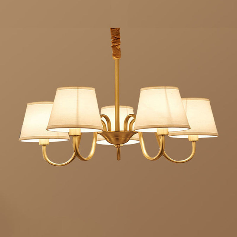 Multi-Head Chandelier Lighting Fixtures American Style Chandelier Pendant Light with Fabric Shade