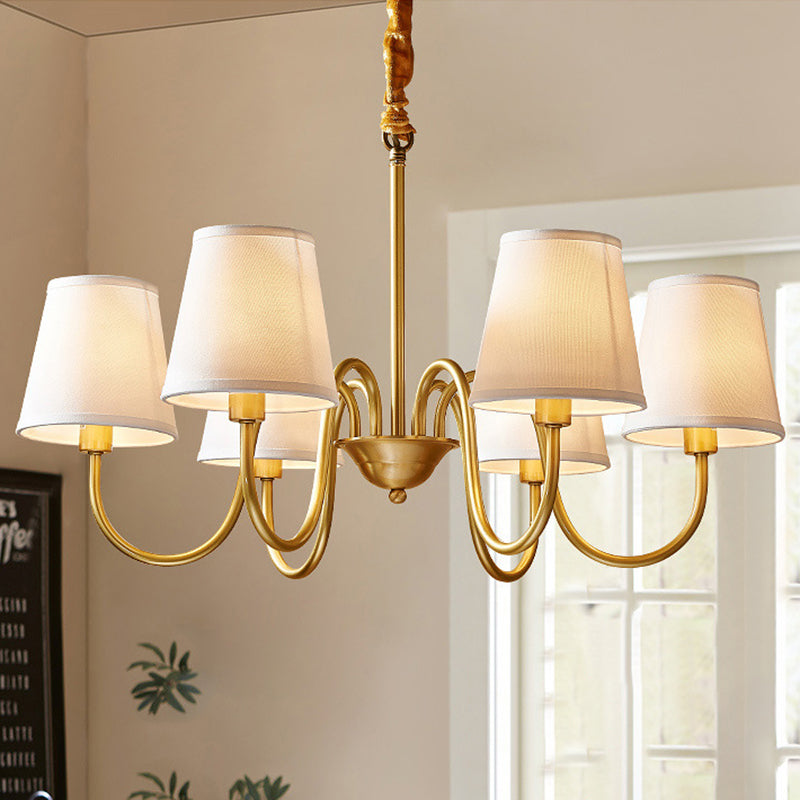 Multi-Head Chandelier Lighting Fixtures American Style Chandelier Pendant Light with Fabric Shade