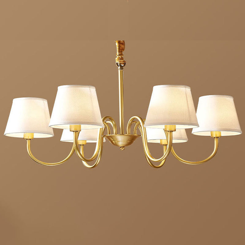 Multi-Head Chandelier Lighting Fixtures American Style Chandelier Pendant Light with Fabric Shade