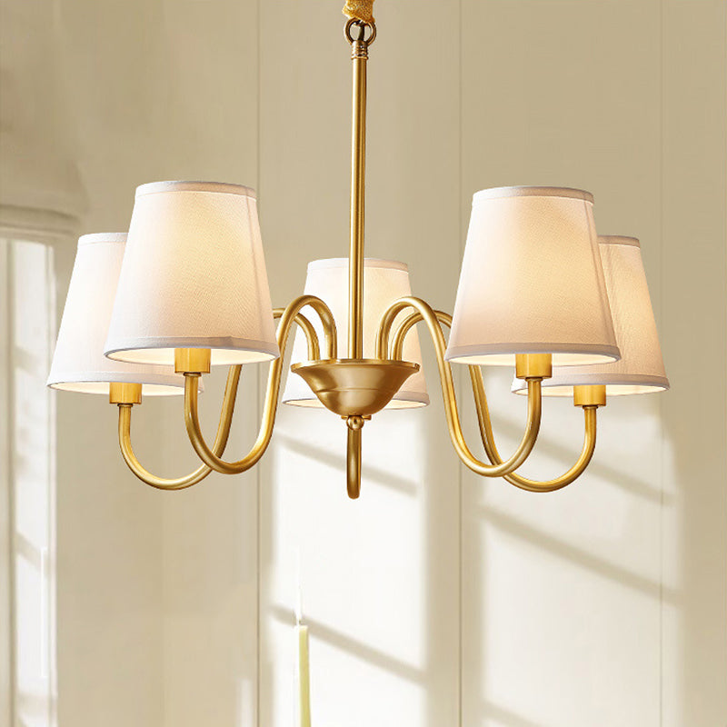 Multi-Head Chandelier Lighting Fixtures American Style Chandelier Pendant Light with Fabric Shade