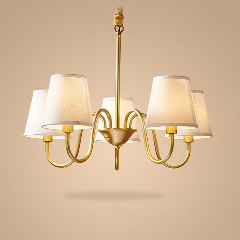 Multi-Head Chandelier Lighting Fixtures American Style Chandelier Pendant Light with Fabric Shade