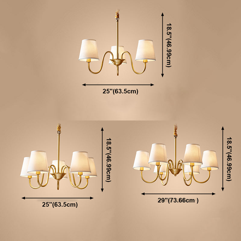 Multi-Head Chandelier Lighting Fixtures American Style Chandelier Pendant Light with Fabric Shade