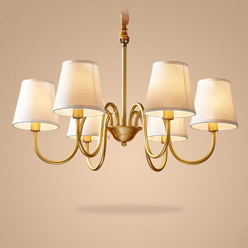 Multi-Head Chandelier Lighting Fixtures American Style Chandelier Pendant Light with Fabric Shade