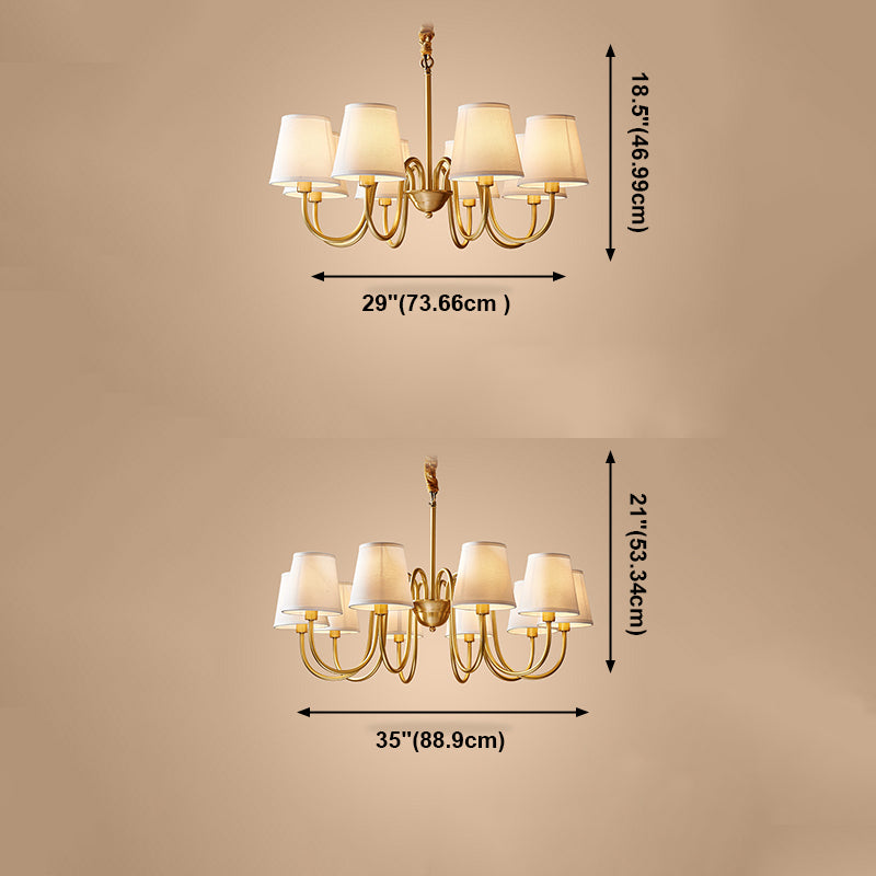 Multi-Head Chandelier Lighting Fixtures American Style Chandelier Pendant Light with Fabric Shade