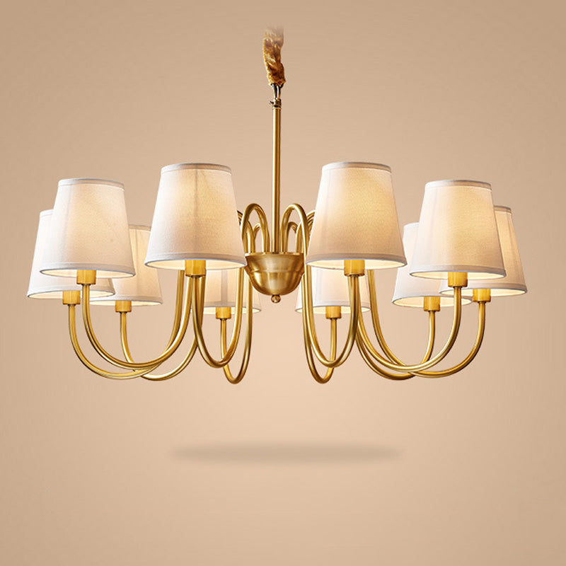 Multi-Head Chandelier Lighting Fixtures American Style Chandelier Pendant Light with Fabric Shade