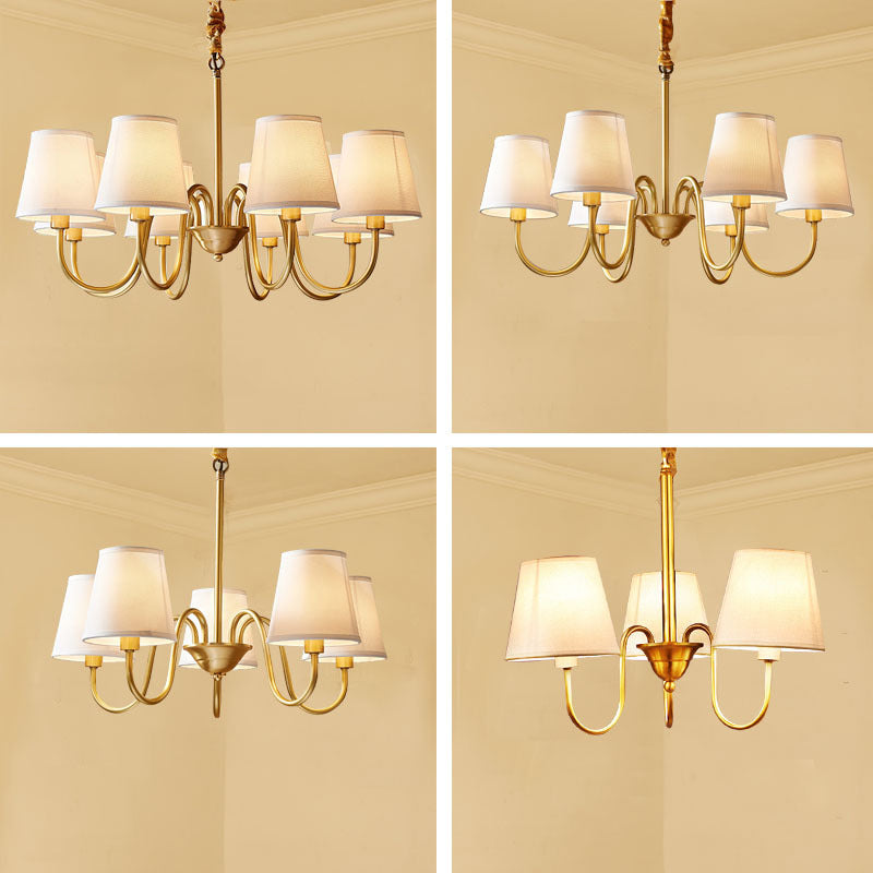 Multi-Head Chandelier Lighting Fixtures American Style Chandelier Pendant Light with Fabric Shade