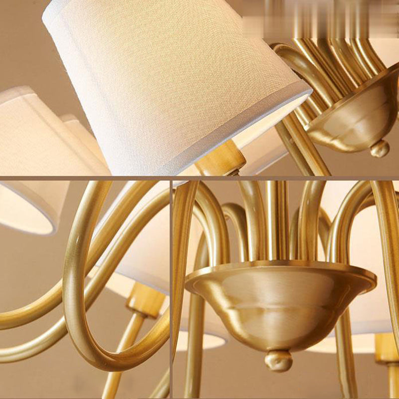 Multi-Head Chandelier Lighting Fixtures American Style Chandelier Pendant Light with Fabric Shade
