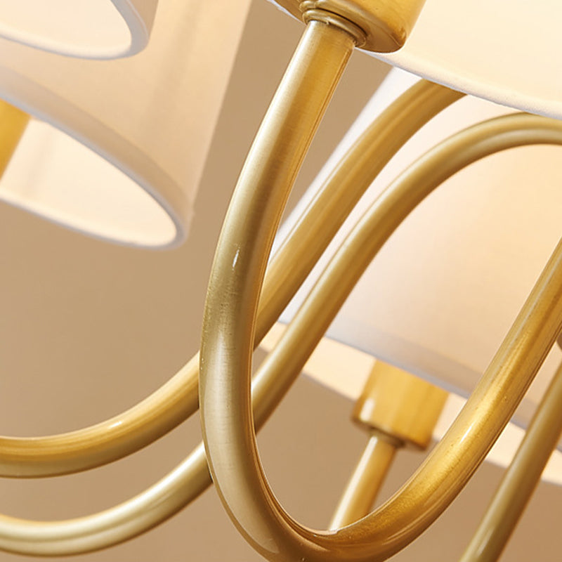 Multi-Head Chandelier Lighting Fixtures American Style Chandelier Pendant Light with Fabric Shade