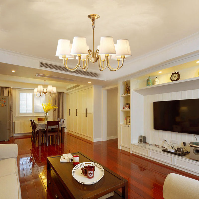 Multi-Head Chandelier Lighting Fixtures American Style Chandelier Pendant Light with Fabric Shade