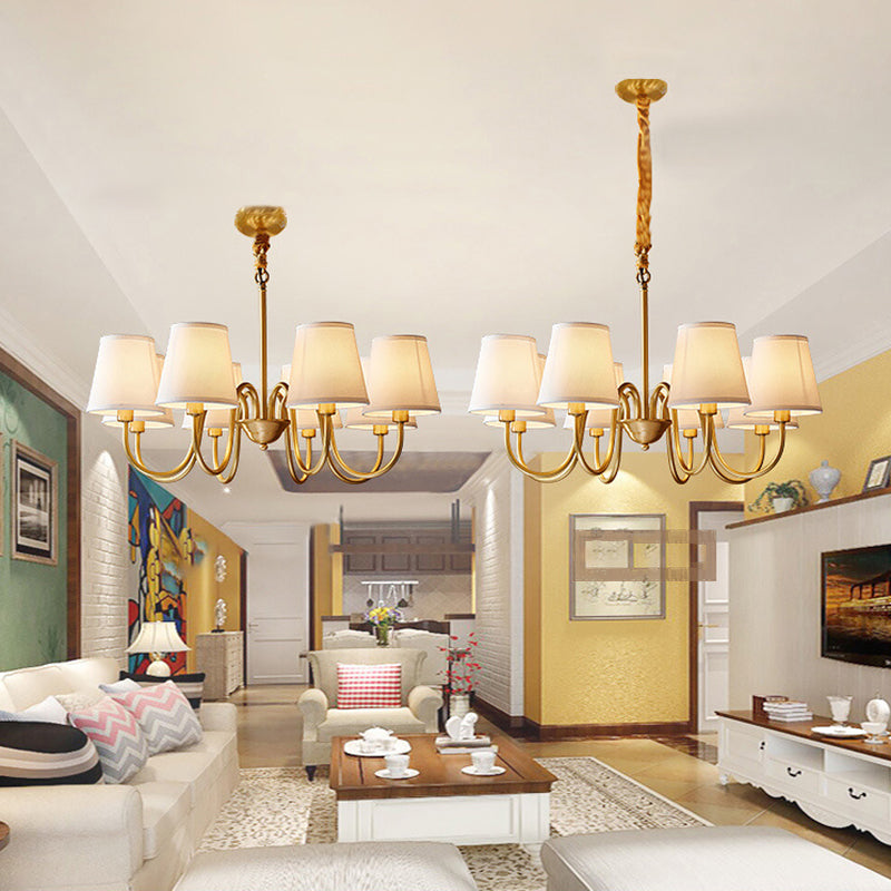 Multi-Head Chandelier Lighting Fixtures American Style Chandelier Pendant Light with Fabric Shade