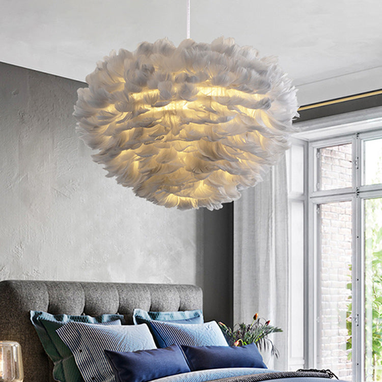Feather Hanging Lights Modern Style Pendant Light Kit for Living Room Bedroom