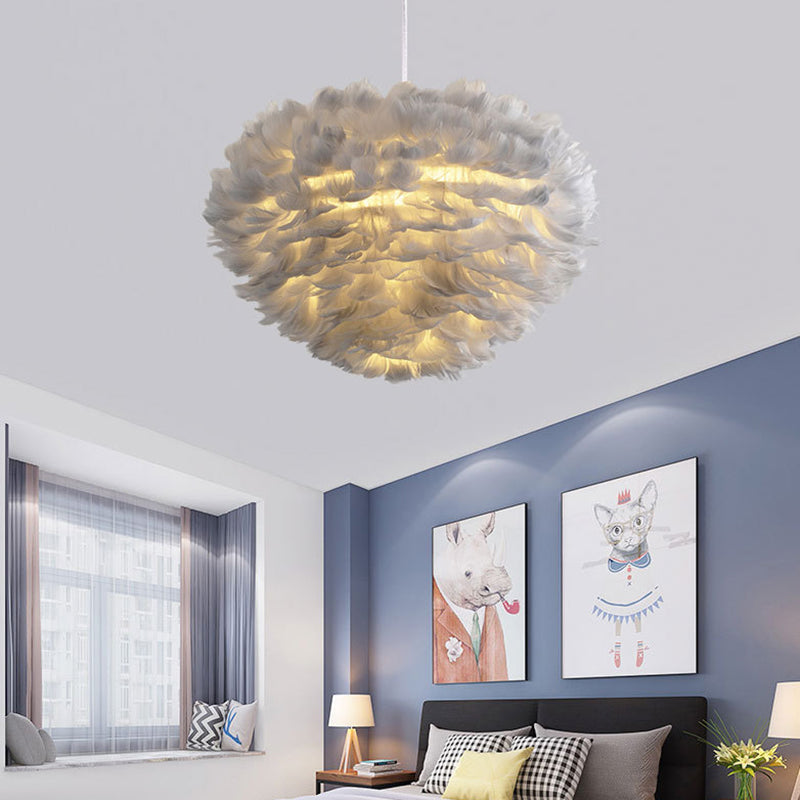 Feather Hanging Lights Modern Style Pendant Light Kit for Living Room Bedroom