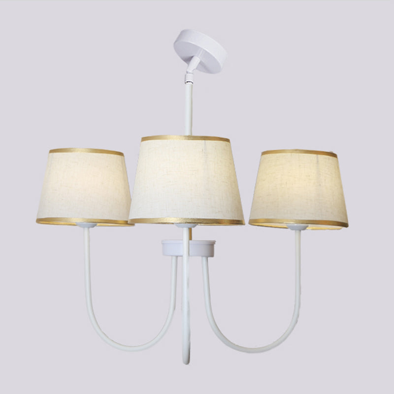 Multi-Head Chandelier Lighting Fixtures American Style Metal Suspension Light with Fabric Shade