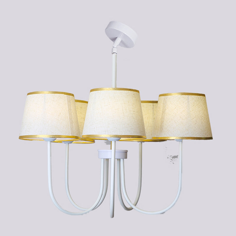 Multi-Head Chandelier Lighting Fixtures American Style Metal Suspension Light with Fabric Shade