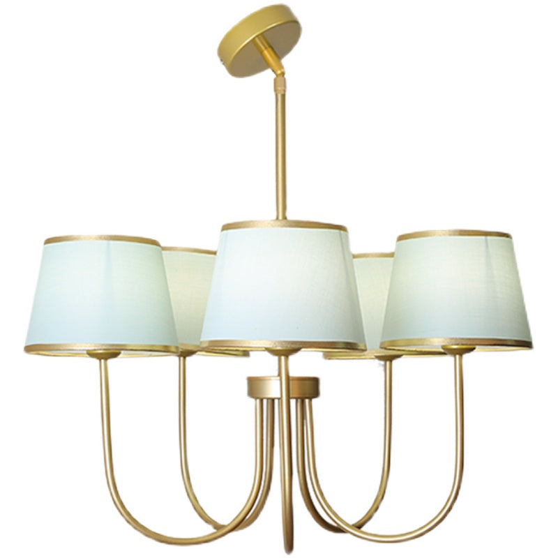 Multi-Head Chandelier Lighting Fixtures American Style Metal Suspension Light with Fabric Shade