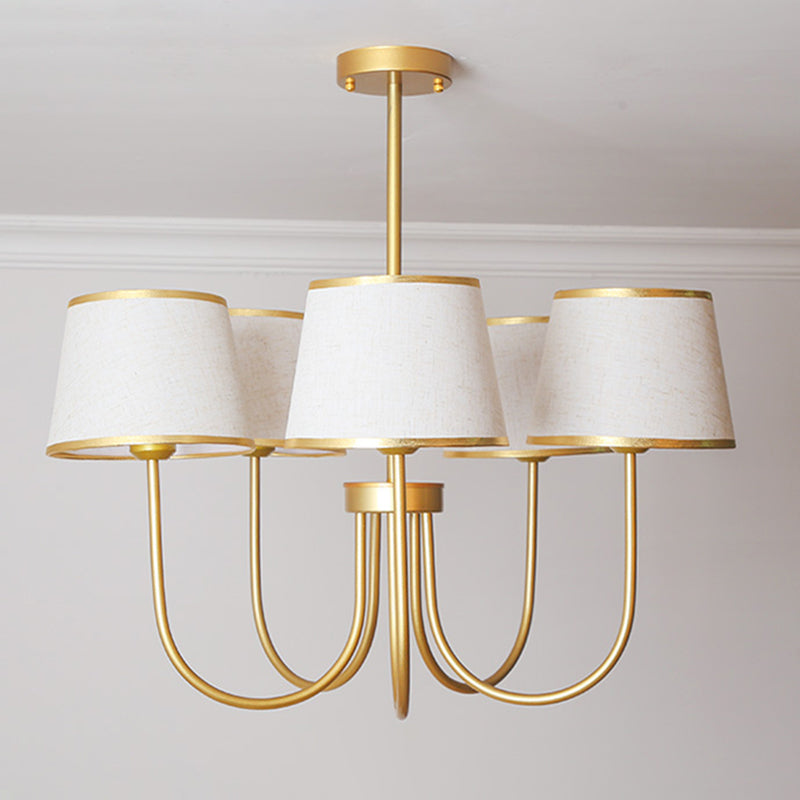 Multi-Head Chandelier Lighting Fixtures American Style Metal Suspension Light with Fabric Shade