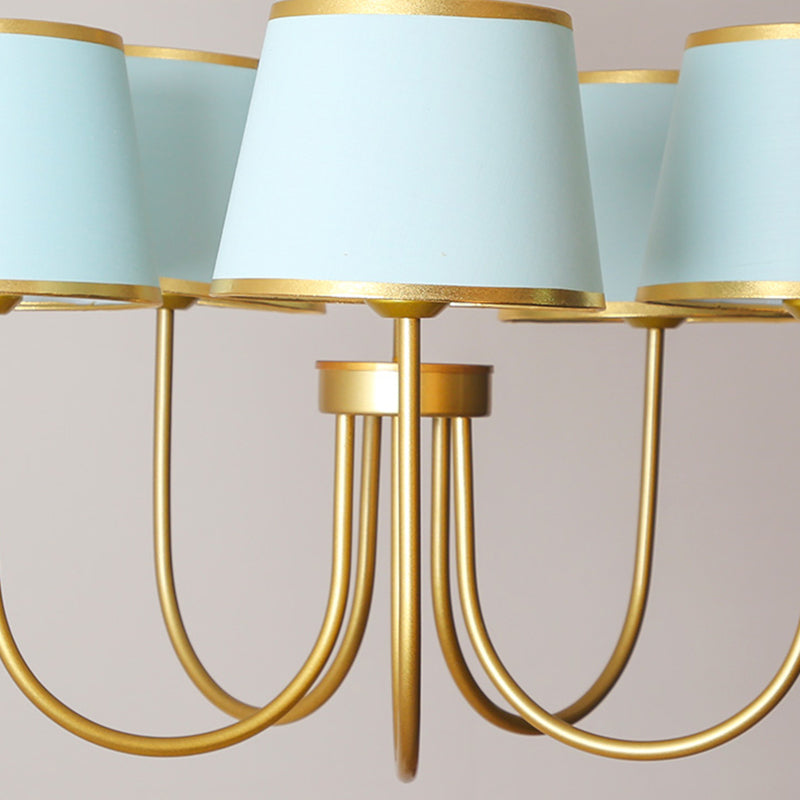 Multi-Head Chandelier Lighting Fixtures American Style Metal Suspension Light with Fabric Shade