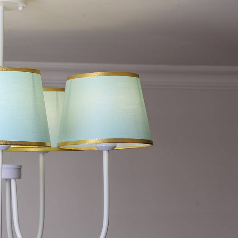 Multi-Head Chandelier Lighting Fixtures American Style Metal Suspension Light with Fabric Shade