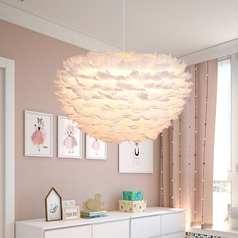Modern Feather Hanging Lights Children's Room Bedroom Living Room Chandelier