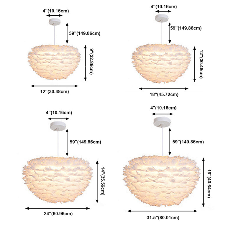 Modern Feather Hanging Lights Children's Room Bedroom Living Room Chandelier