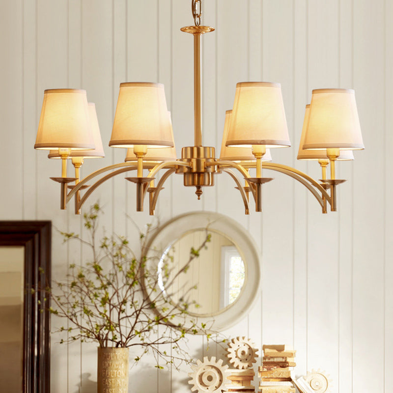 Multi-Head Chandelier Lighting Fixtures Traditional Barrel Suspension Lamp with White Fabric Shade