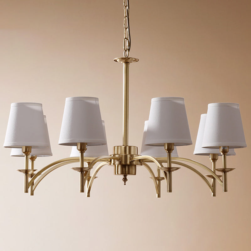 Multi-Head Chandelier Lighting Fixtures Traditional Barrel Suspension Lamp with White Fabric Shade