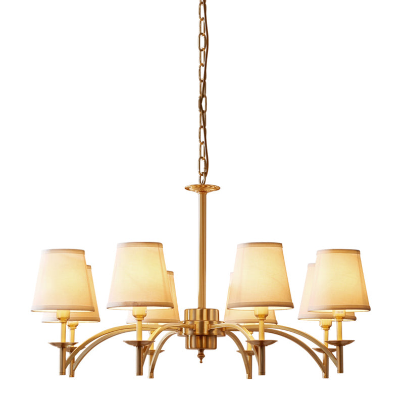 Multi-Head Chandelier Lighting Fixtures Traditional Barrel Suspension Lamp with White Fabric Shade